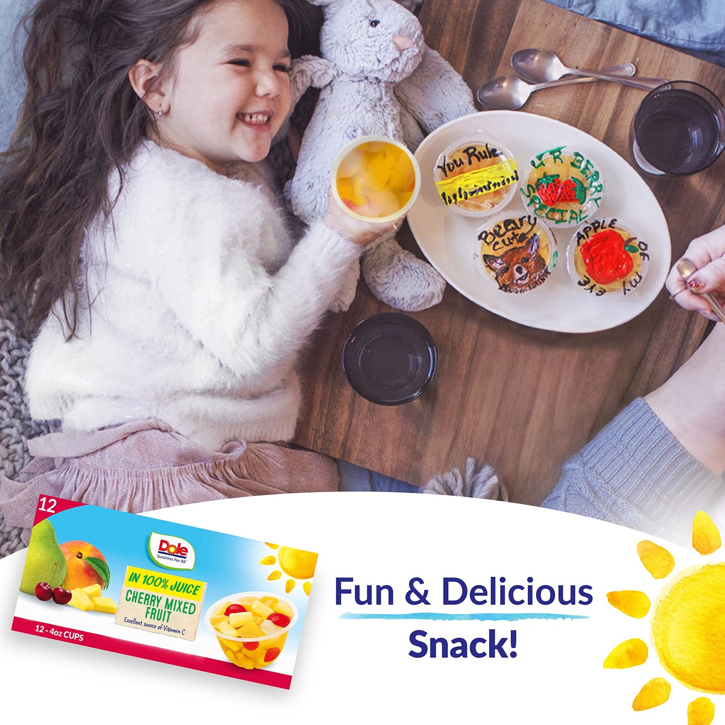 Dole Fruit Bowls Snacks Cherry Mixed Fruit in 100% Juice Snacks, 4oz 12 Total Cups, Gluten & Dairy Free, Bulk Lunch Snacks for K