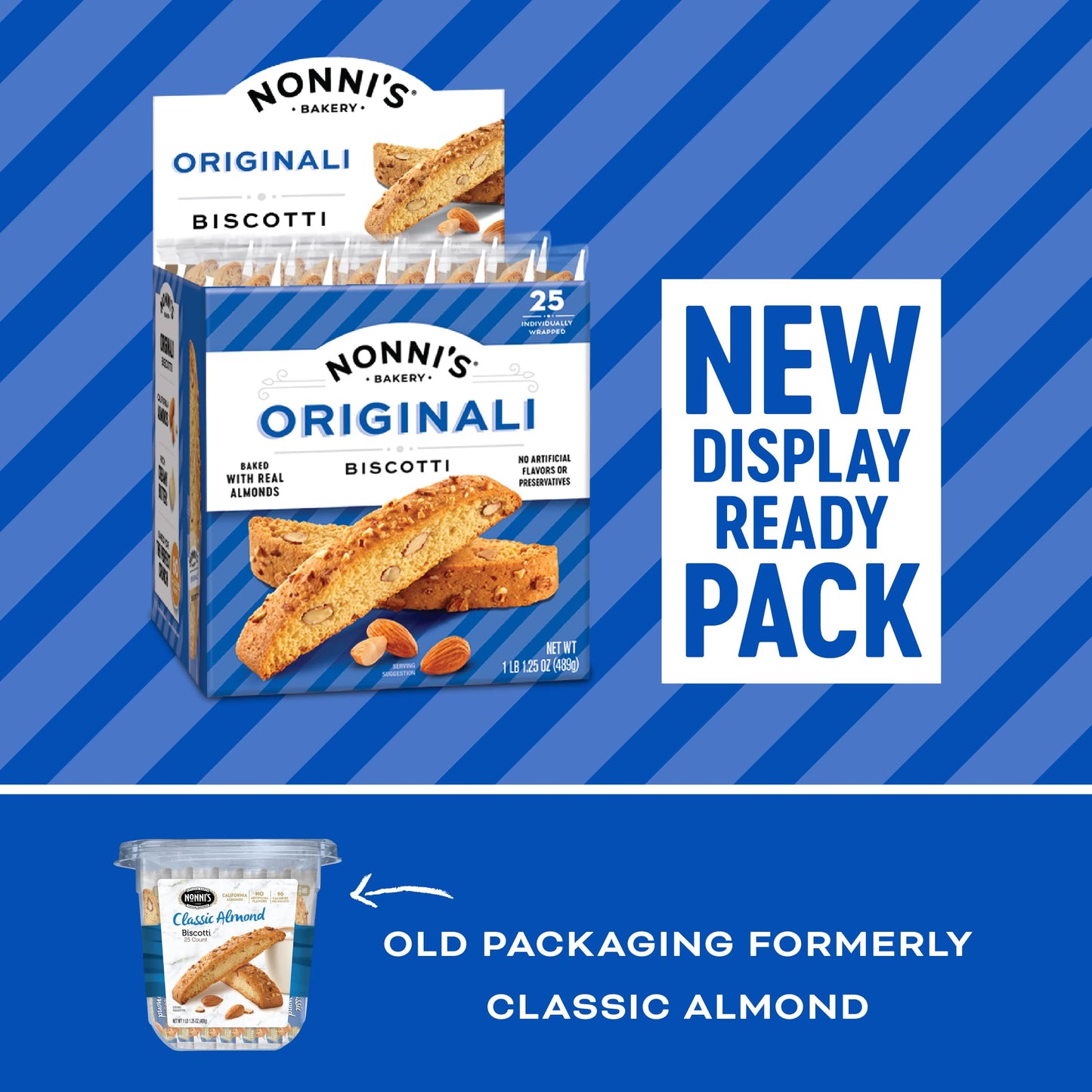 Nonnis Almond Biscotti Cookies - Individually Wrapped - 4-Pack (69 oz) - Kosher - Baked with Anise & Almonds