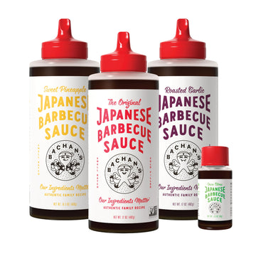Bachan's Japanese Barbecue Sauce 4 Pack - 1 OG, 1 Sweet Pineapple, 1 Garlic, 1 Yuzu Mini - BBQ Sauce for Wings, Chicken, Beef, P