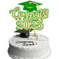 Gyufise 1Pcs Congrats 2025 Cake Topper Glitter Diploma Grad Cap Cake Pick Class Of 2025 Graduation Cake Decoration For 2025 Graduation Theme Party Decorations Supplies Green Gold