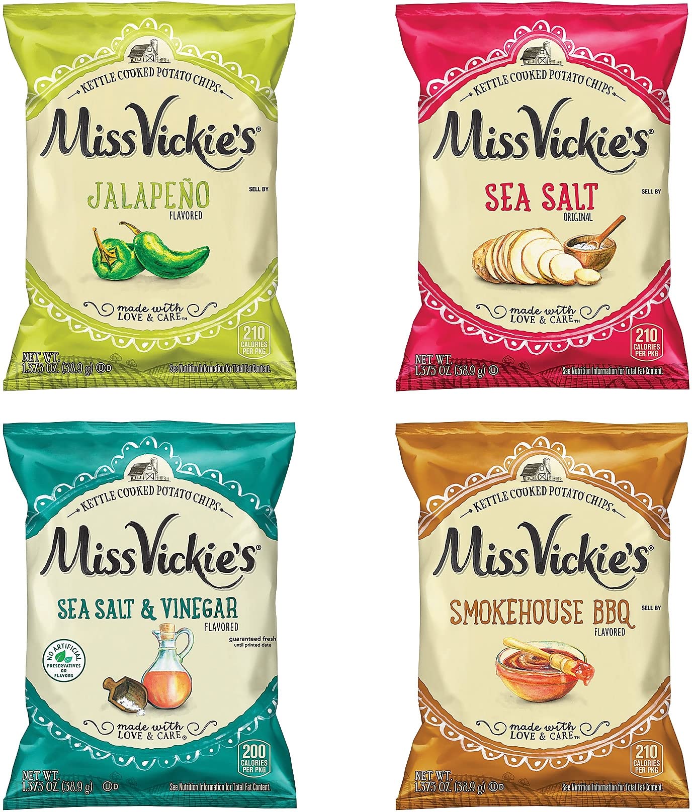 Miss Vickie'S Kettle Cooked Potato Chips Variety Pack, 30 Count