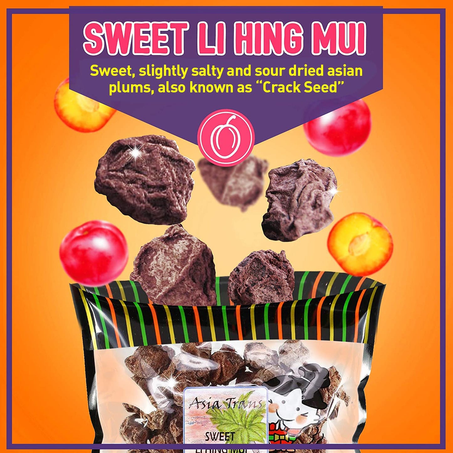 Snack Hawaii Sweet Seeded Li Hing Mui   Seed Plums - Naturally Sweet Dried Asian Plum Candy - 2.25 Ounce