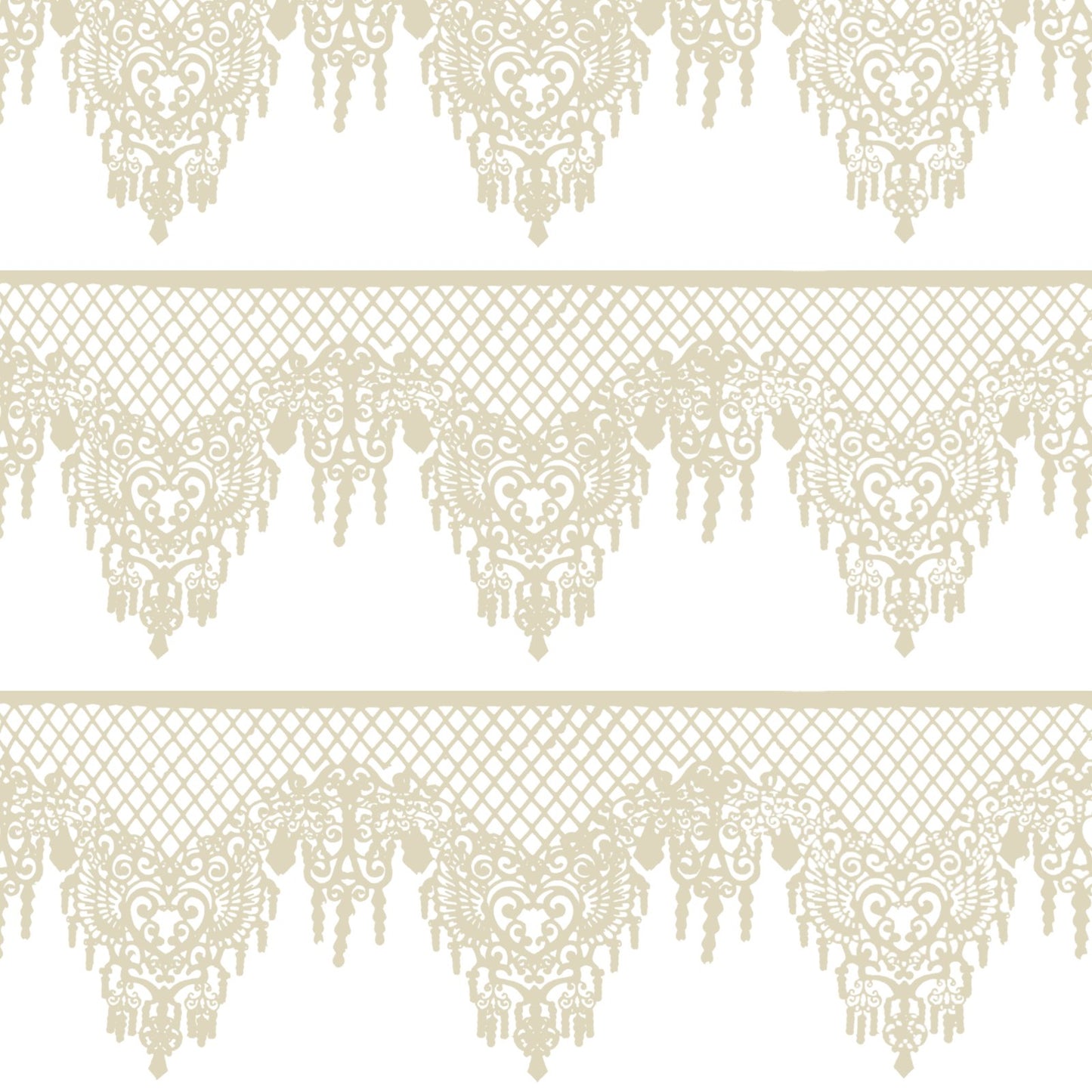FUNSHOWCASE Edible Cake Lace Set, 10-Piece, 12-Inch, Lattice Diamond Scallop, Ivory White, Model 1570