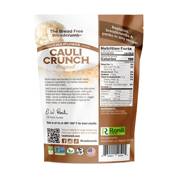 Cauli Crunch | Original Gluten Free Cauliflower Bread Crumbs - Bread-Free Breadcrumbs, Certified Gluten Free + NON-GMO, Vegan, K