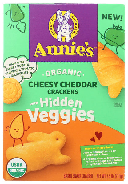 Annies Cheesy Cheddar Crackers With Organic Hidden Veggies, 7.5 oz