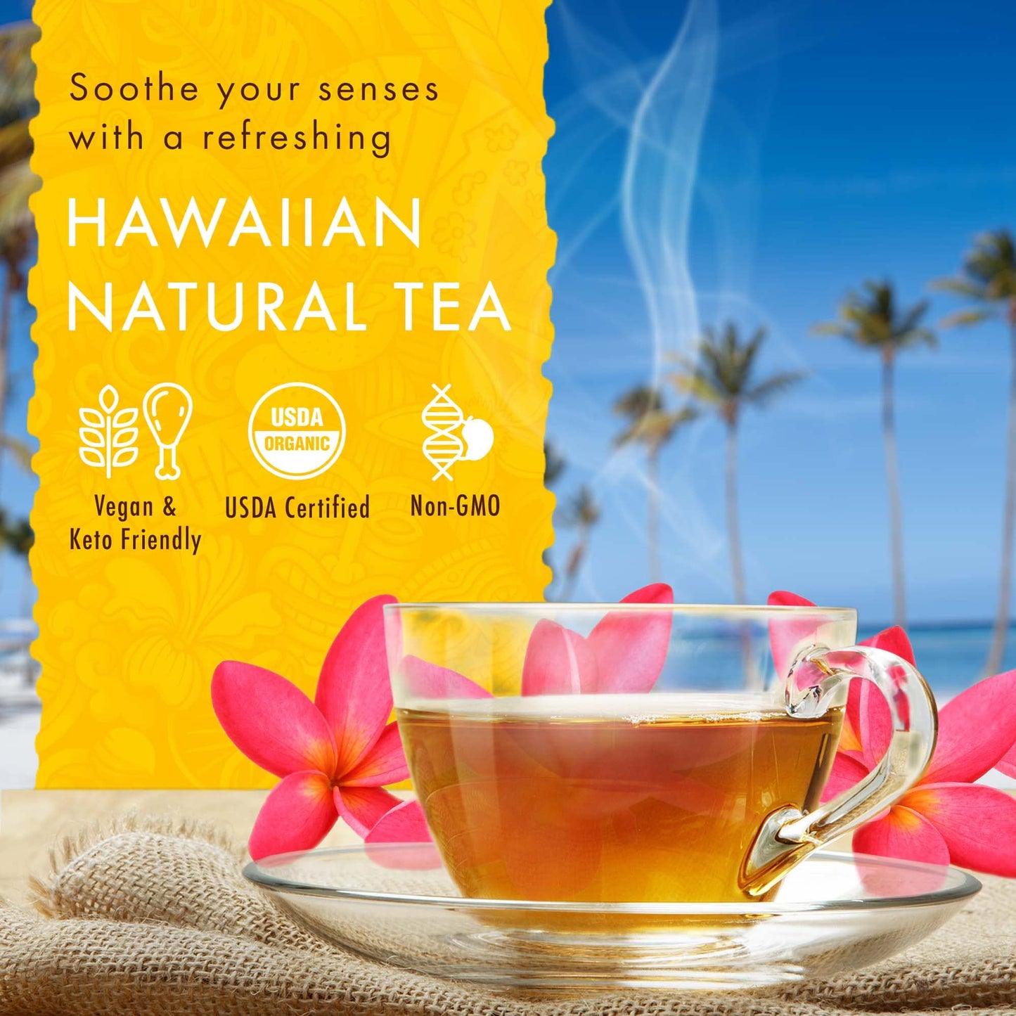 HAWAIIAN NATURAL T·E·A Organic Lemon Chamomile Tea - Caffeine Free Herbal - 20 Count
