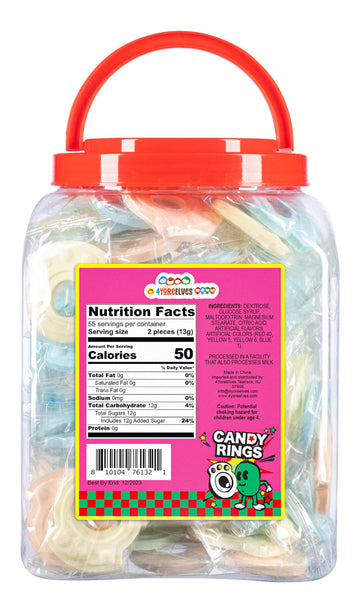110 Individually Wrapped Candy Rings, Bulk Candy Ring Tub Great For Halloween Treat Bags, Christmas Stocking Filler, Ring Candy