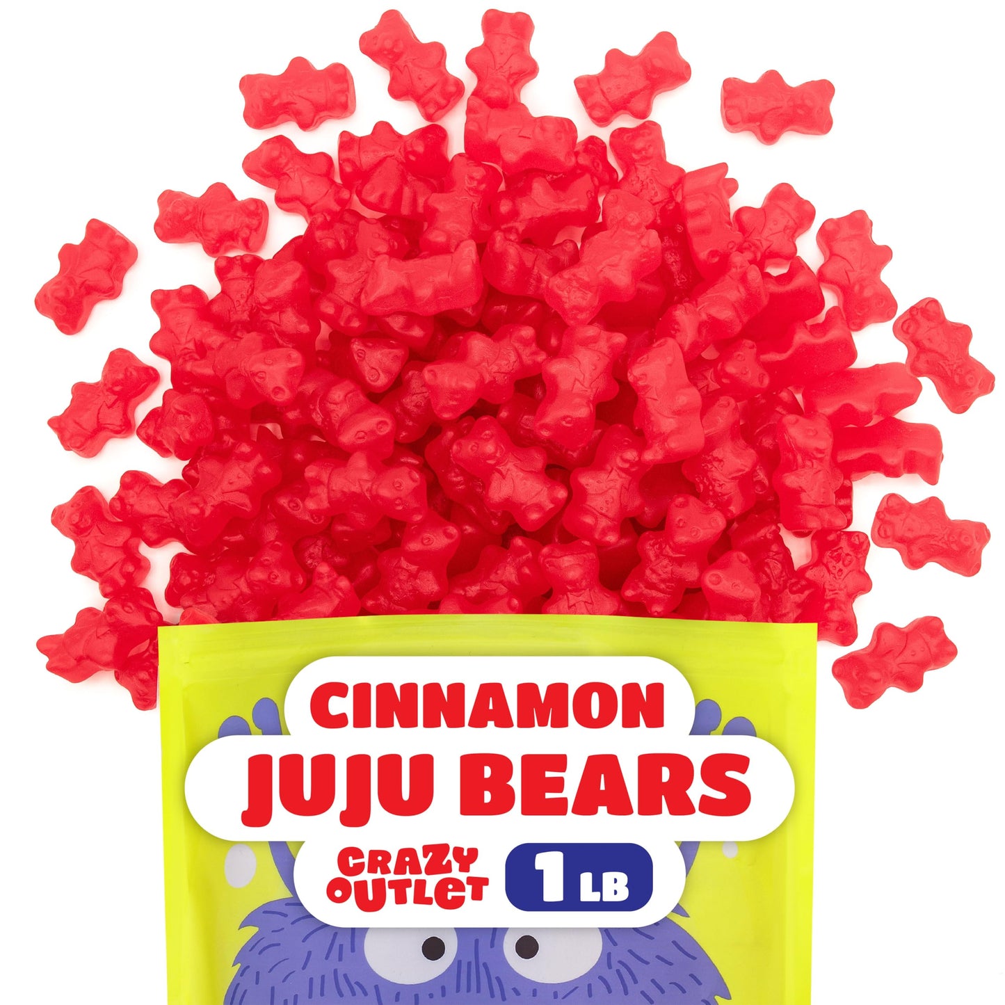 CRAZYOUTLET Juju Cinnamon Bears Gummy Candy - Chewy Cinnamon Flavor - 1 Pound Bag