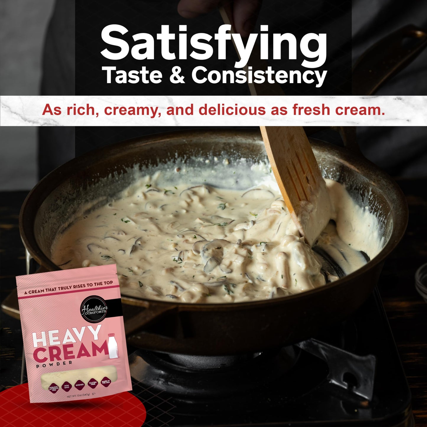 Healthier Comforts Heavy Cream Powder (72% Butterfat) | Kosher  Gluten Free  Non-GMO  Keto Friendly  Free of s &  s (rBGH or rBST) | Made in USA (12oz)