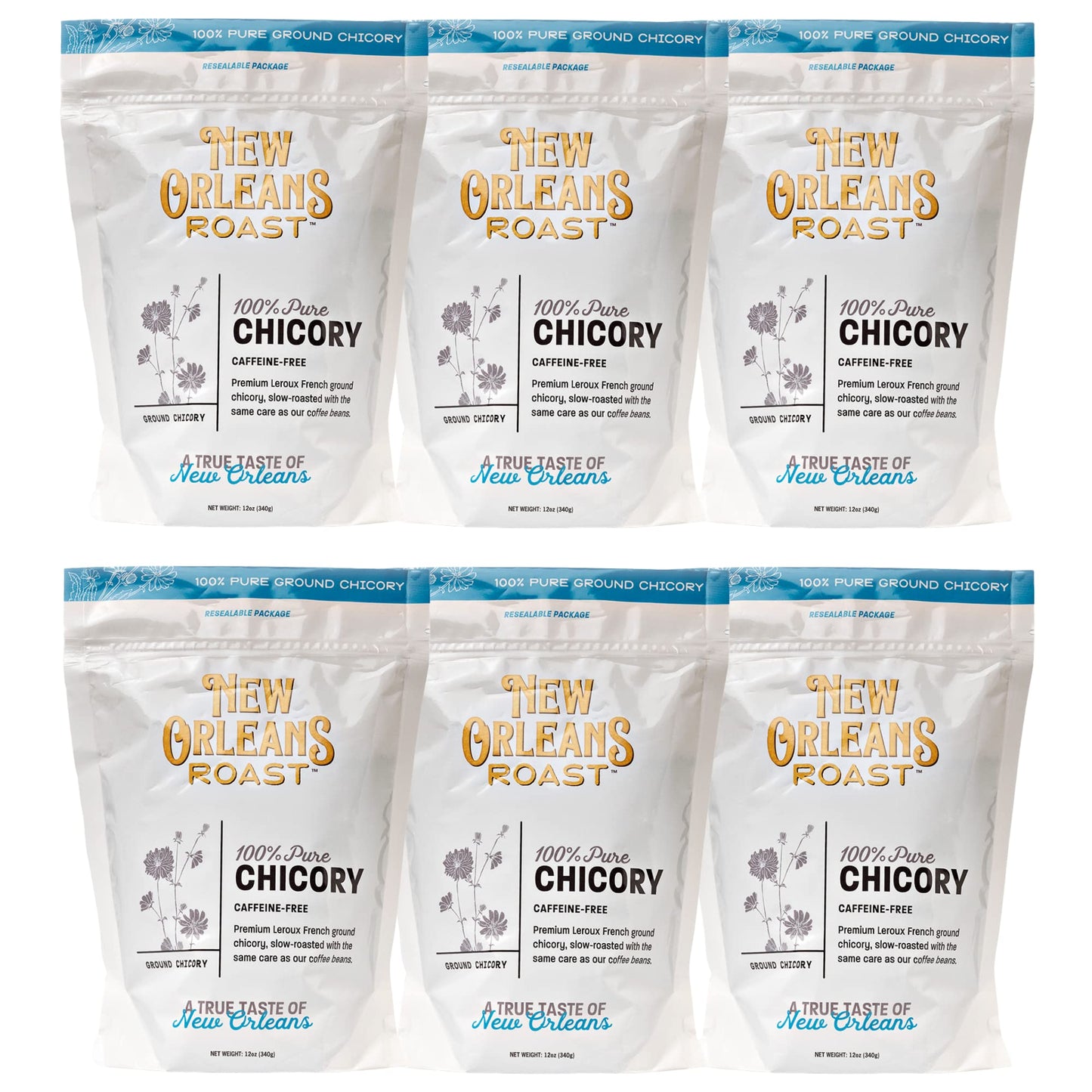 New Orleans Roast 100% Pure French Chicory Coffee Alternative, Acid Free, Caffeine Free, 12oz (Pack of 6)
