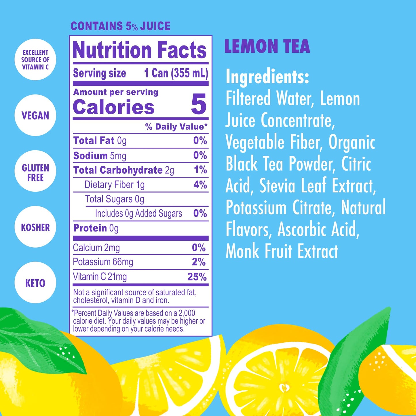 Swoon Lemon Tea - Sugar Free Fruit Tea, Low Carb, Paleo-Friendly, Gluten Free Iced Tea - Flavored Tea Keto Drinks Made With Orga