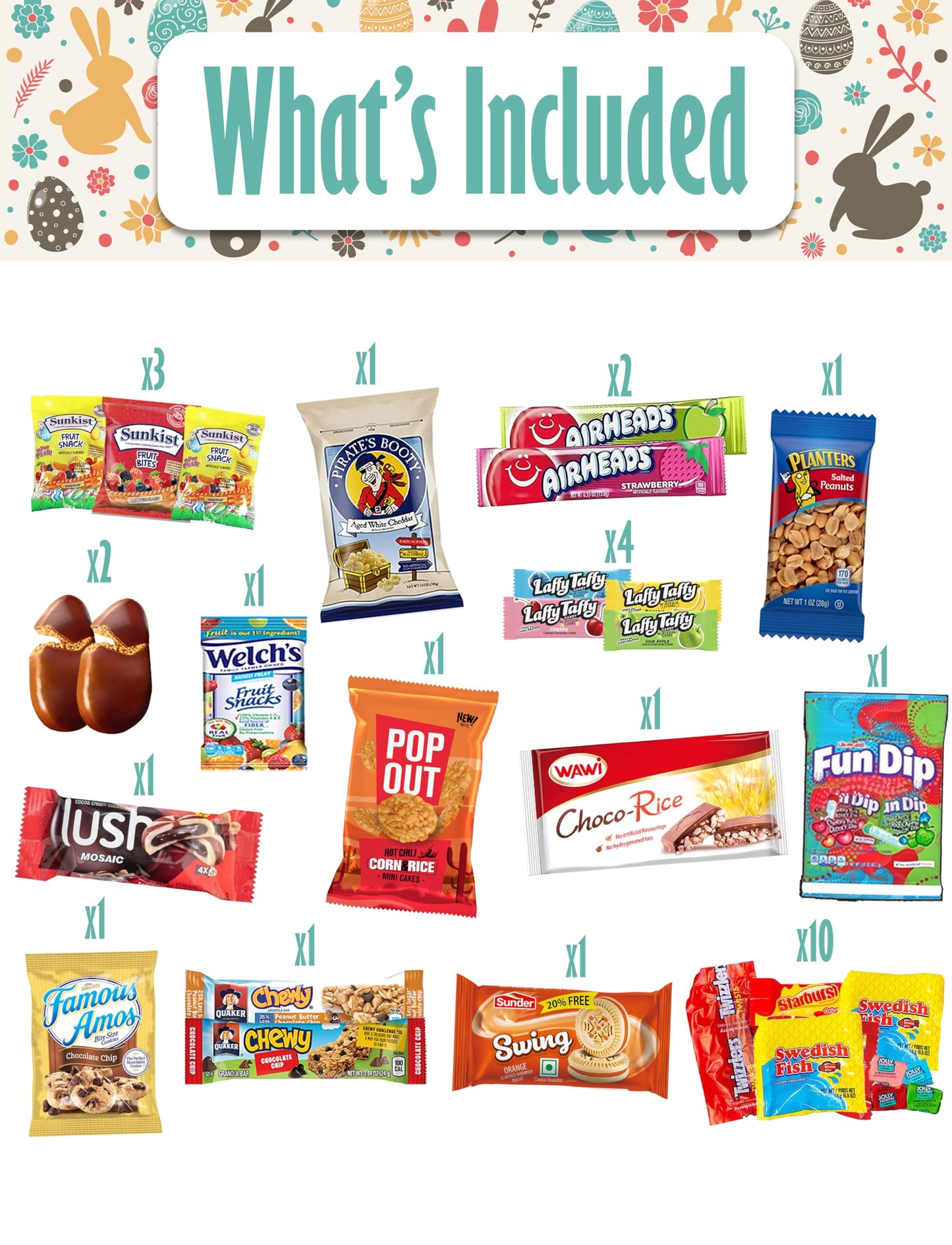 Easter Care Package Blue Box (52 Count) Filled With Candy Chocolates Snacks Cookies And More Easter Gifts For Kids Girls Boys Co