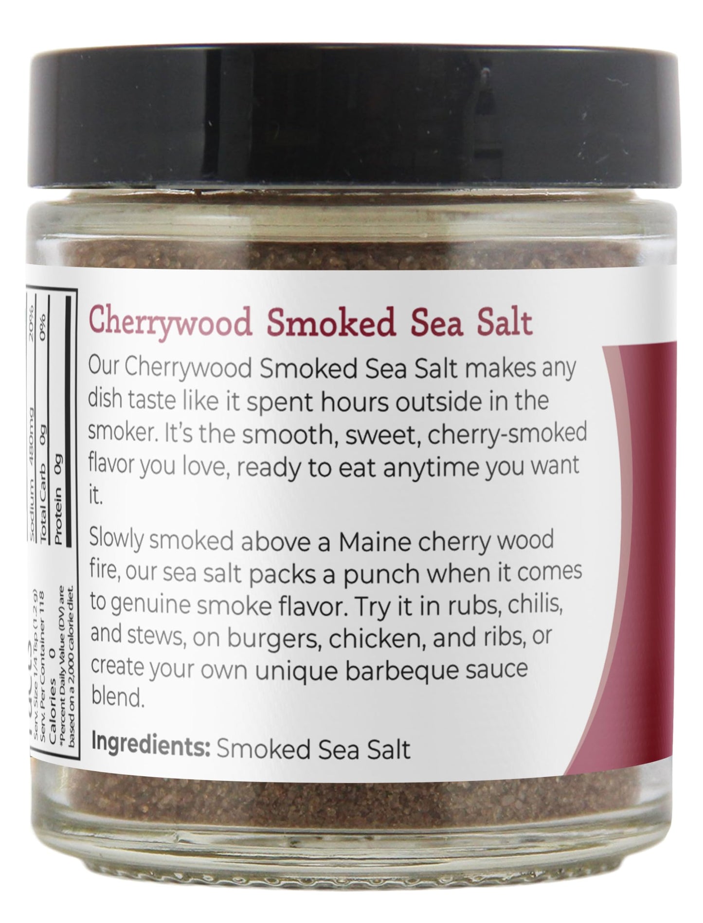 Viva Doria Cherrywood Smoked Sea Salt, Fine Grain, 5 Oz Glass Jar