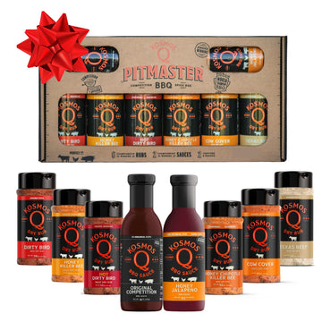 Kosmos Q BBQ Pitmaster Christmas Gifts for Men or Dads, Includes 8 Flavors of Grill Seasonings, BBQ Sauces & Meat Rubs, Sampler 