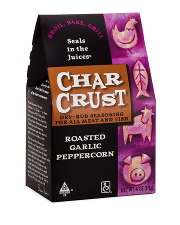 Char Crust Dry-Rub Seasoning, Roasted Garlic Peppercorn, 4-Ounce Boxes (Pack Of 6)