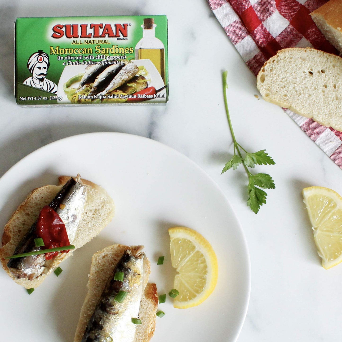 Sultan Moroccan Season Sardines in Olive Oil, 100% All-Natural, High Protein, No Additives, No Preservatives, Paleo, Carnivore,