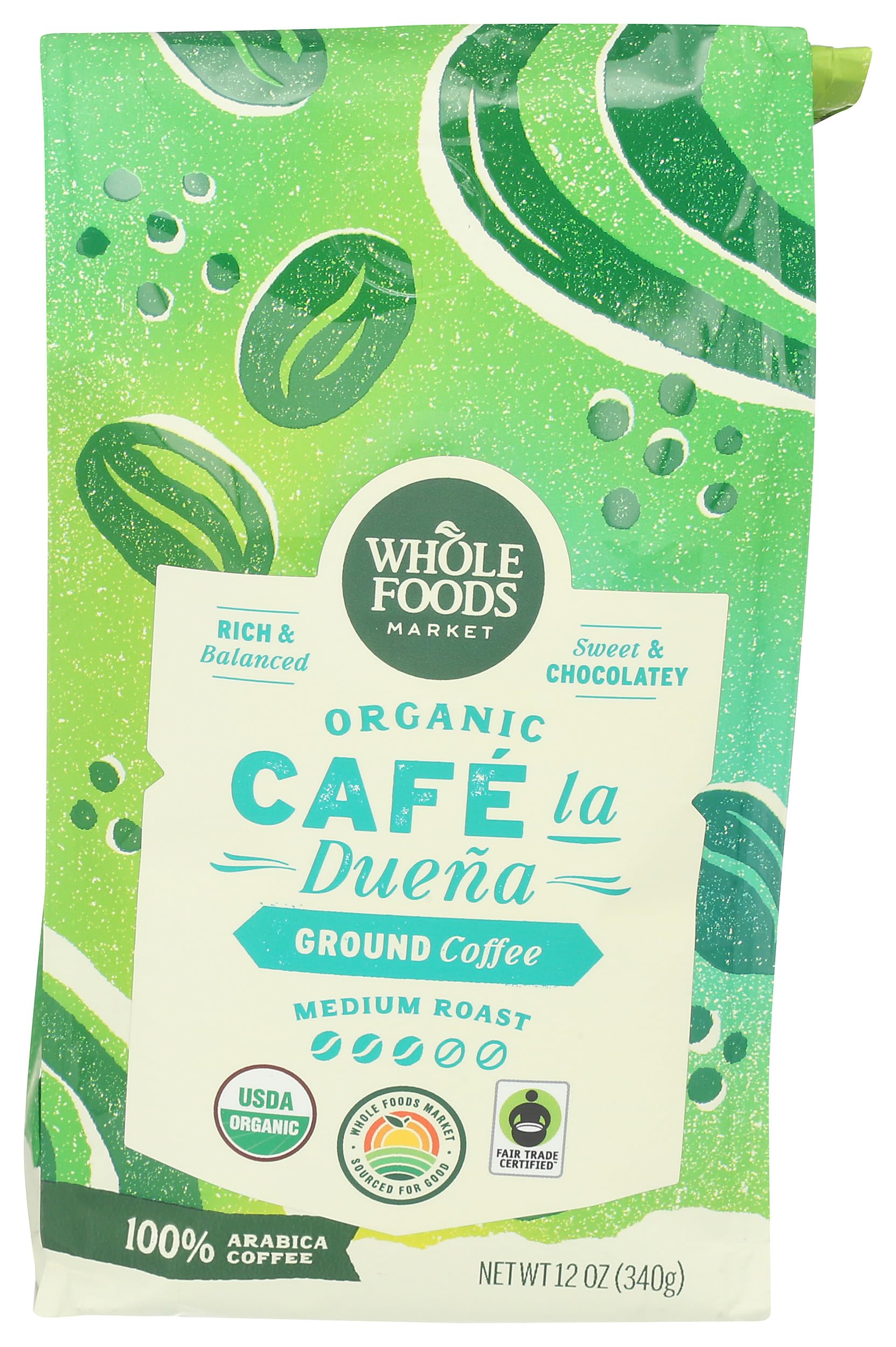 Whole Foods Market, Organic Caf   la Duena Ground Coffee, Medium Roast, Rich & Balanced, Sweet & Chocolatey, 12 Ounce