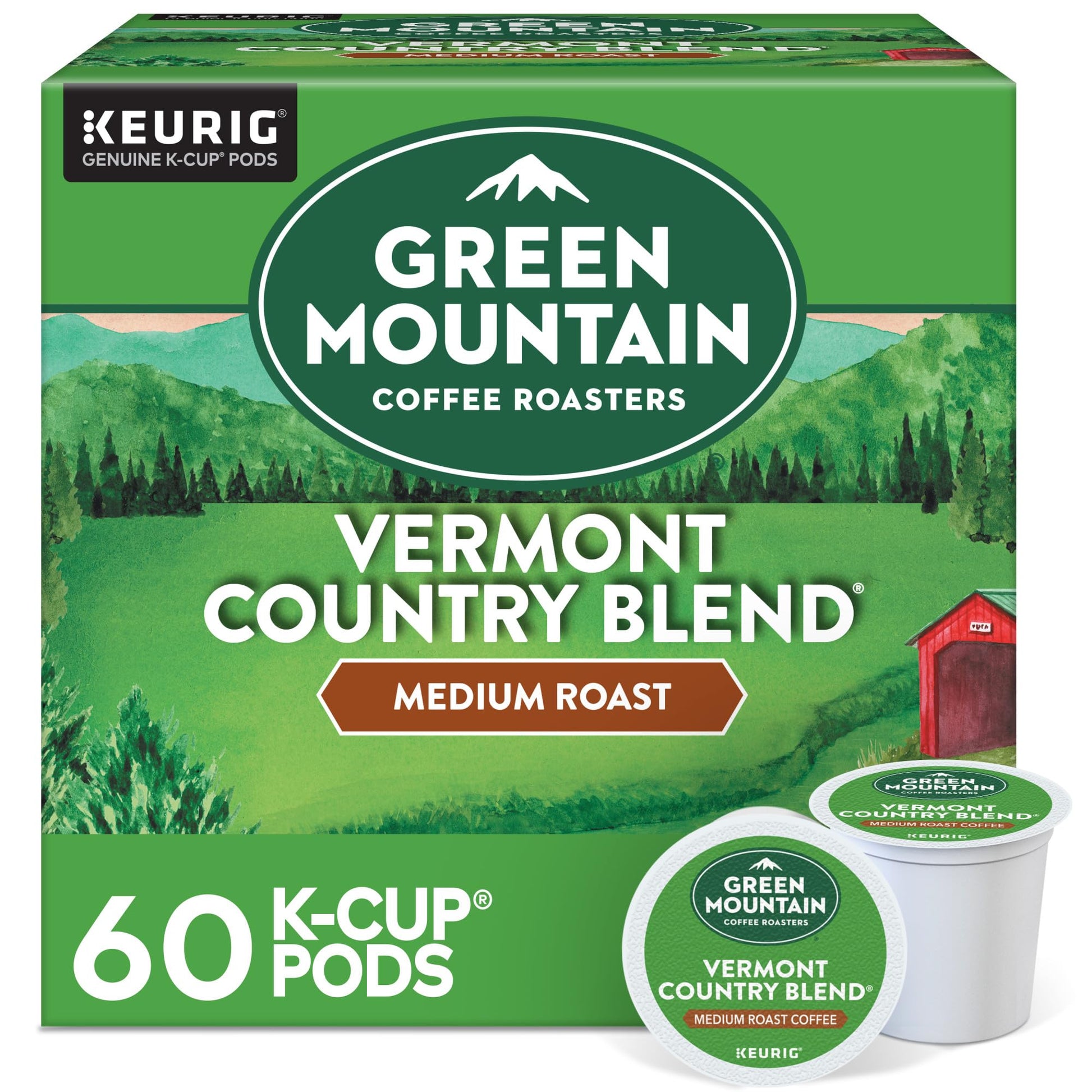 Green Mountain Coffee Roasters Vermont Country Blend Keurig Single-Serve K-Cup Pods, Medium Roast Coffee, 60 Count (6 Packs of 1