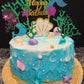 Alissar Glitter Mermaid Theme Birthday Cake Topper With Seaweed And Mermaid, Cake Cupcake Toppers For Girls Mermaid Themed Birth