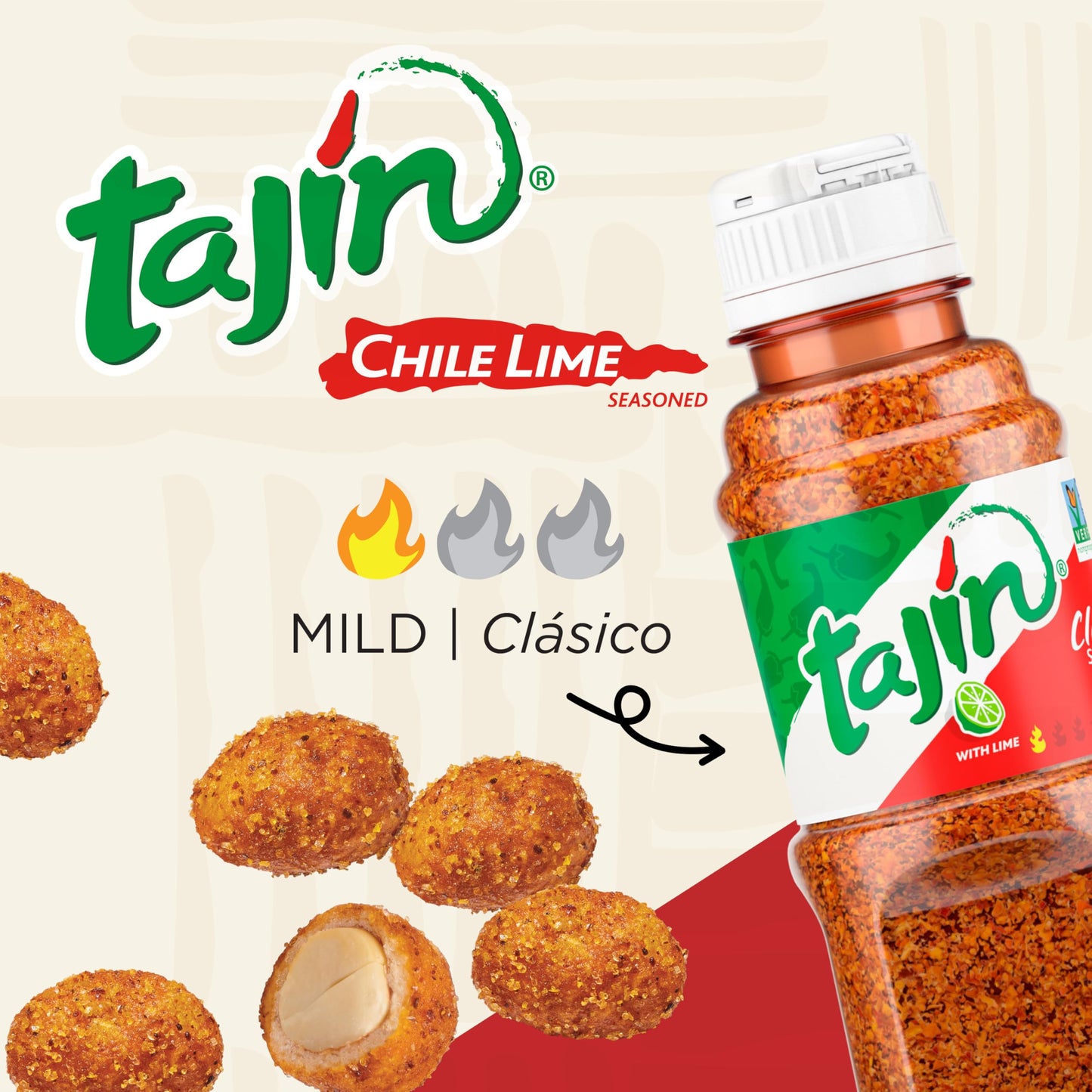 Snak Club Tajin Crunchy Peanuts  Nuts with Chili and Lime Seasoning  Mild  26 oz Resealable Bag