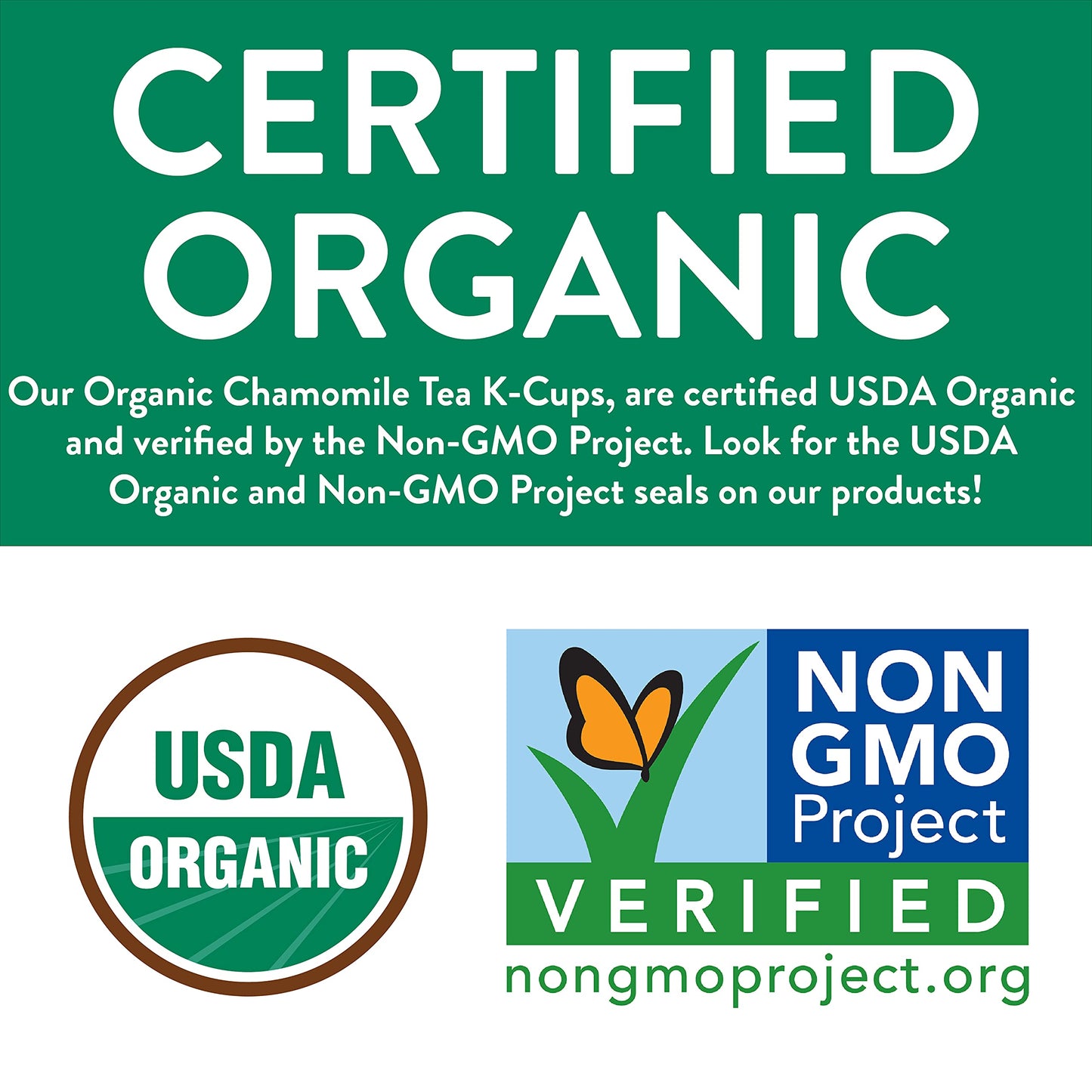 Organic Chamomile Herbal Tea K-Cup Pods  24 Pods by FGO - Keurig Compatible - Naturally Caffeine-Free Tea  enhanced Green Tea is USDA Organic  Non-GMO  & Recyclable