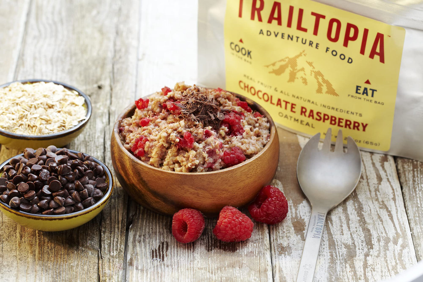 Trailtopia Raspberry Chocolate Oatmeal Nutrient-Packed Breakfast For Camping And Hiking | Vegan, Gluten-Free, Freeze-Dried Backp