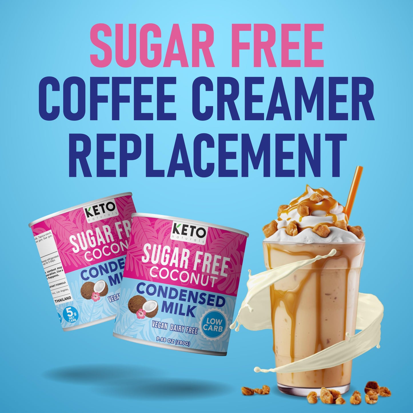 Keto Sugar Free Condensed Milk (6 Packs) Vegan Coconut Condensed Milk - Plant Based Milk, Vegan And Keto Friendly. Lower Calorie