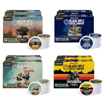 Black  Coffee Flavored Variety 96 Pods - Loyal Spirit (Light Roast)  Vanilla   & Spirit of 76 (Medium Roast)  and Tactisquatch (Dark Roast) - K Cups Coffee Variety Pack
