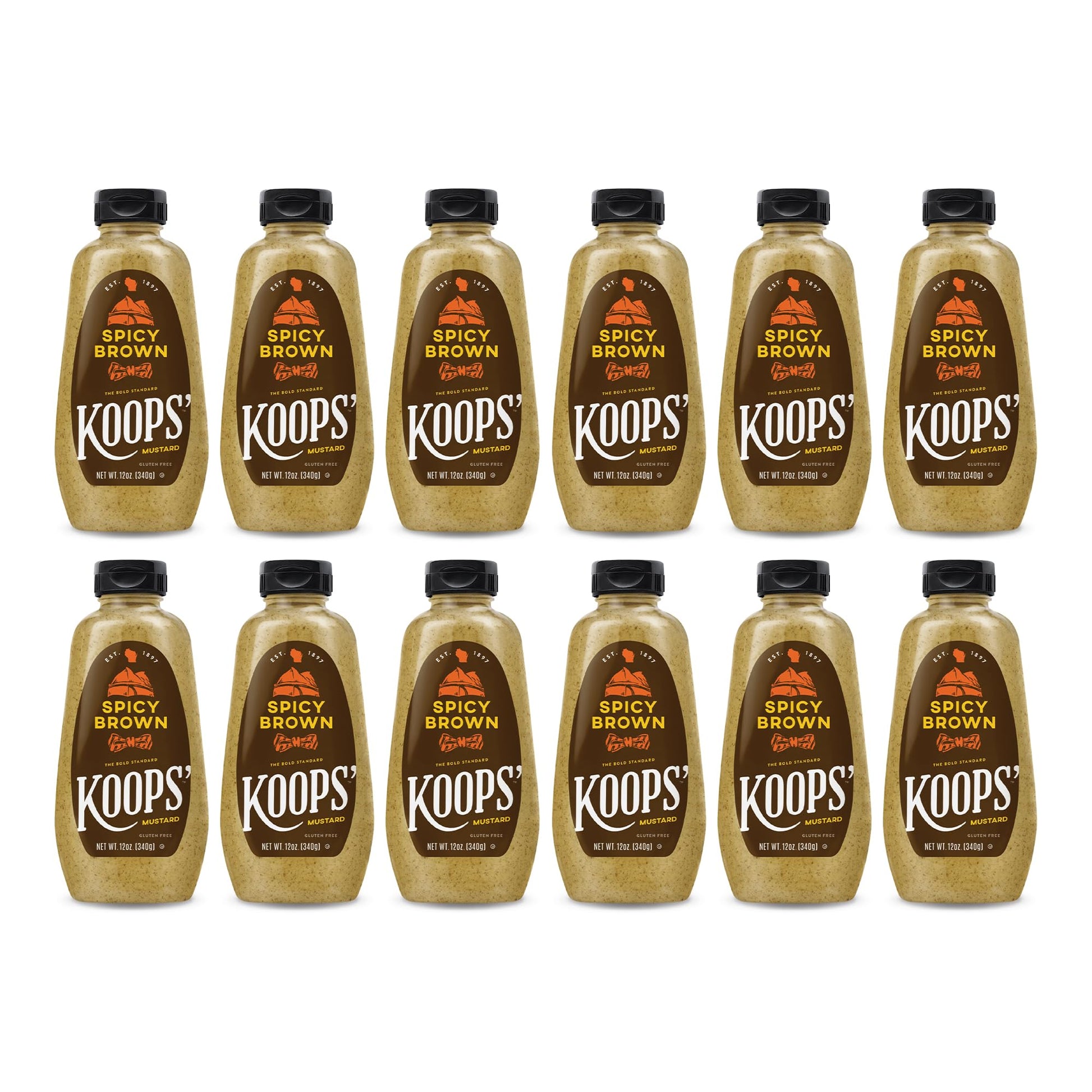 Koops Spicy Brown Mustard, 12 oz. Bottle, 12-Pack
