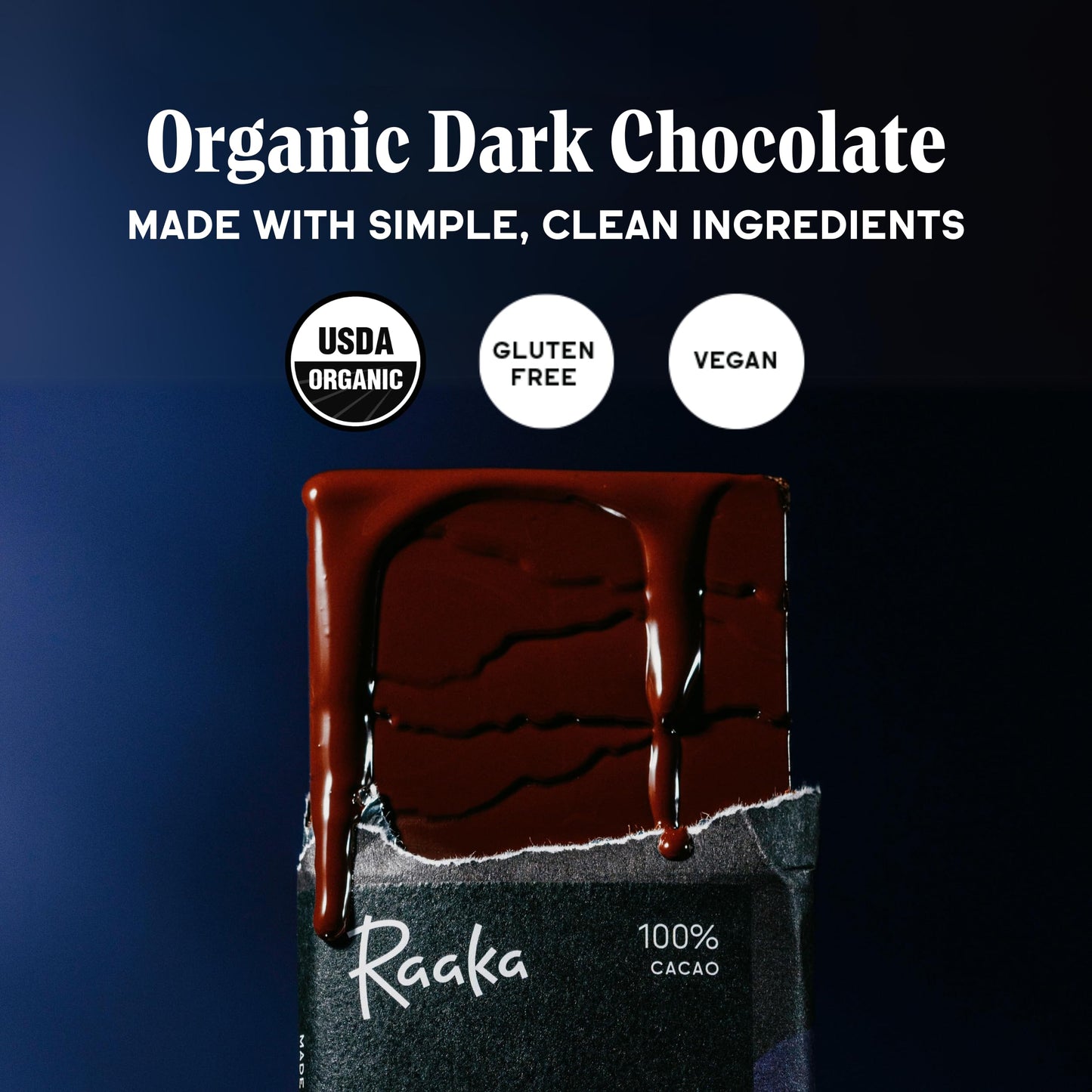 Raaka 100% Dark Chocolate Bars - Unsweetened  Bitter  Sugar Free  Pure Cacao - Organic  Vegan  Soy Free  Gluten Free  Kosher  Keto  Nut Free - 1.8oz 100% Chocolate Bars  3-Pack