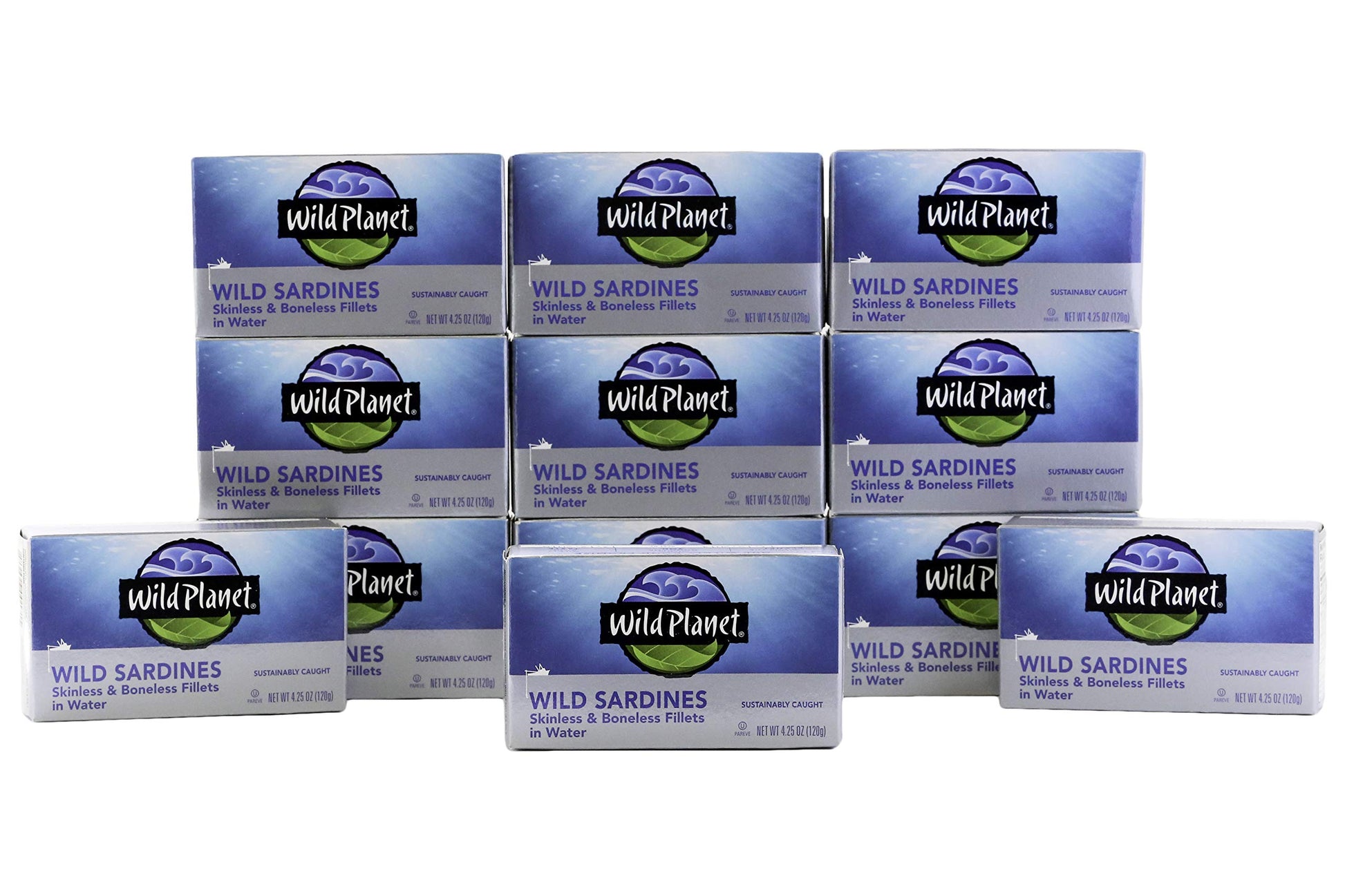 Wild Planet Wild Sardines in Water, Sea Salt, Skinless & Boneless, Tinned Fish, Sustainably Wild-Caught, Non-GMO, Kosher, Gluten