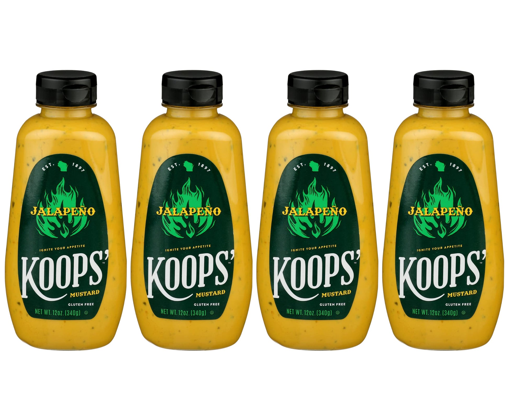 Koops' Jalapeno Mustard - Spicy Gourmet Mustard, Gluten-Free, Kosher, Made In Usa, From Quality Mustard Seeds, Hot Mustard Sauce