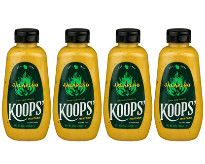 Koops Jalapeno Mustard - Spicy Gourmet Mustard, Gluten-Free, Kosher, Made in USA, From Quality Mustard Seeds, Hot Mustard Sauce