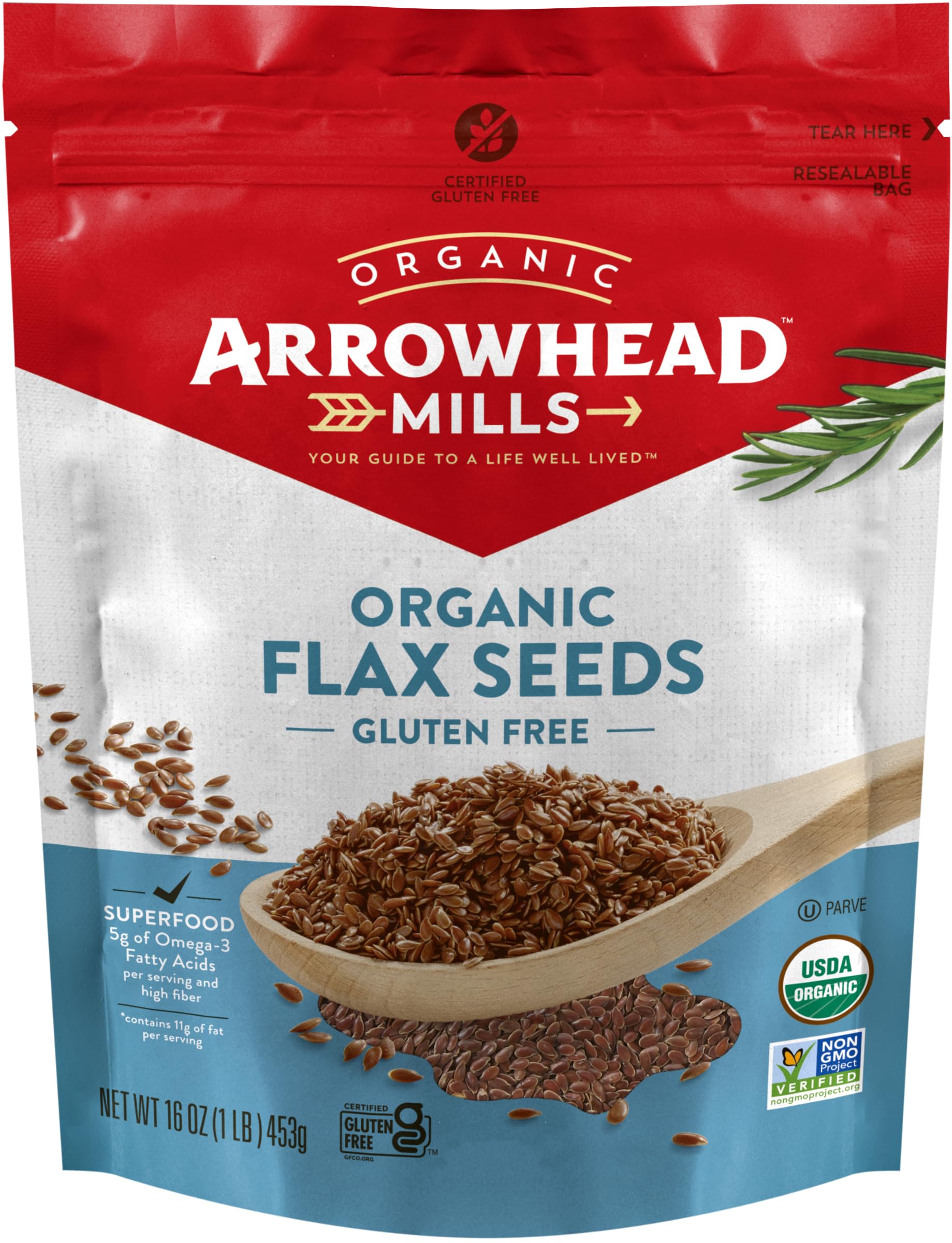 Arrowhead Mills Organic Flax Seeds, 16 oz Bag (Pack of 6)