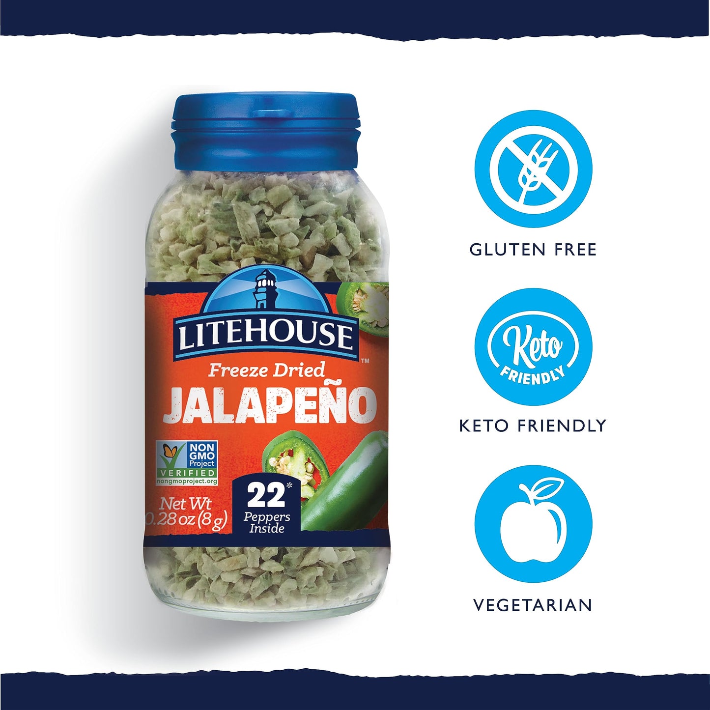 LITEHOUSE Freeze Dried Jalapeno Peppers - Non-GMO, Gluten-Free - 0.39 Ounce