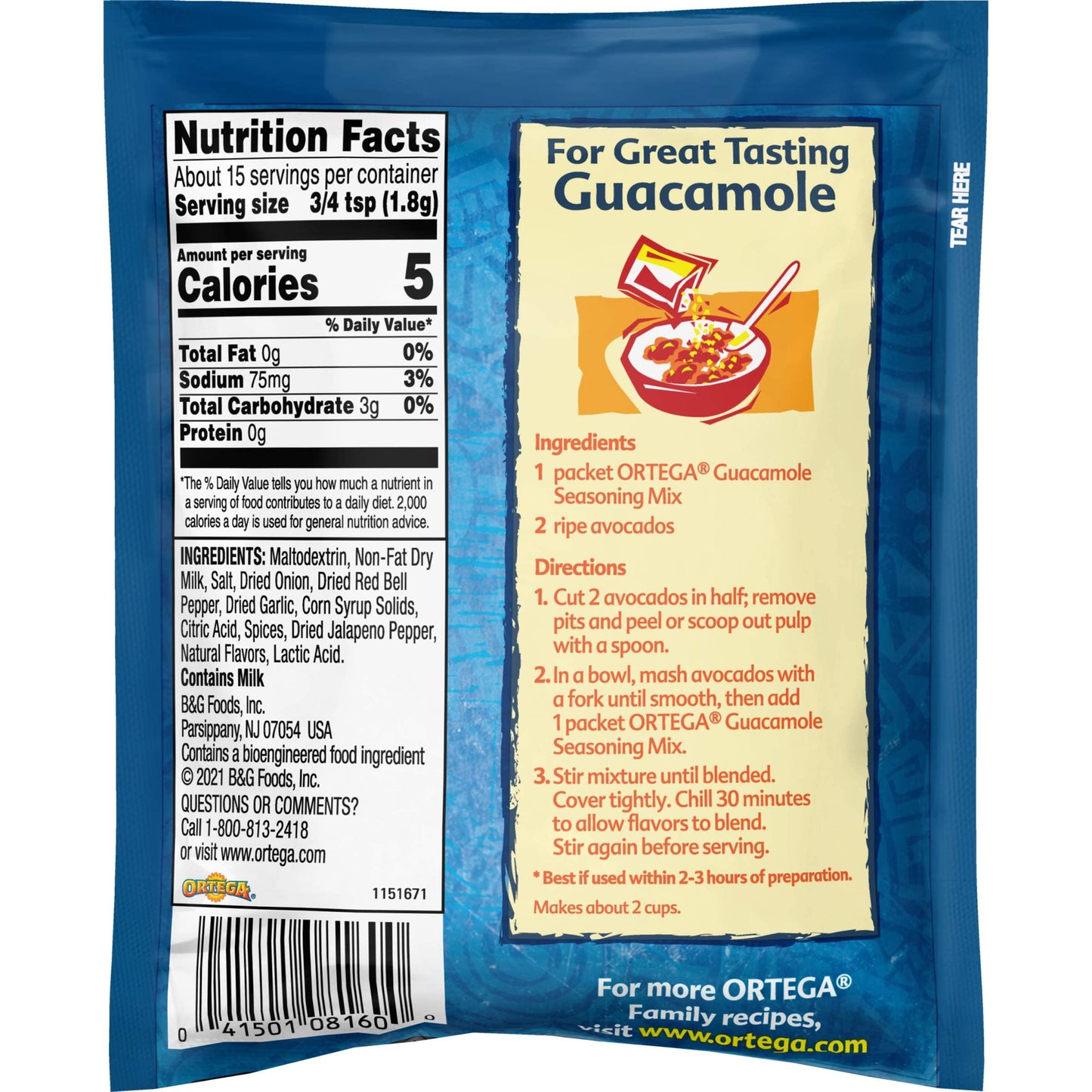Ortega Guacamole Seasoning Mix, 1 Ounce (Pack of 12) - Perfect for Dips and Recipes, Bold Flavor, Easy to Use