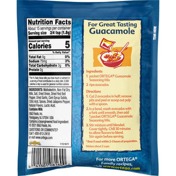 Ortega Guacamole Seasoning Mix, 1 Ounce (Pack of 12) - Perfect for Dips and Recipes, Bold Flavor, Easy to Use
