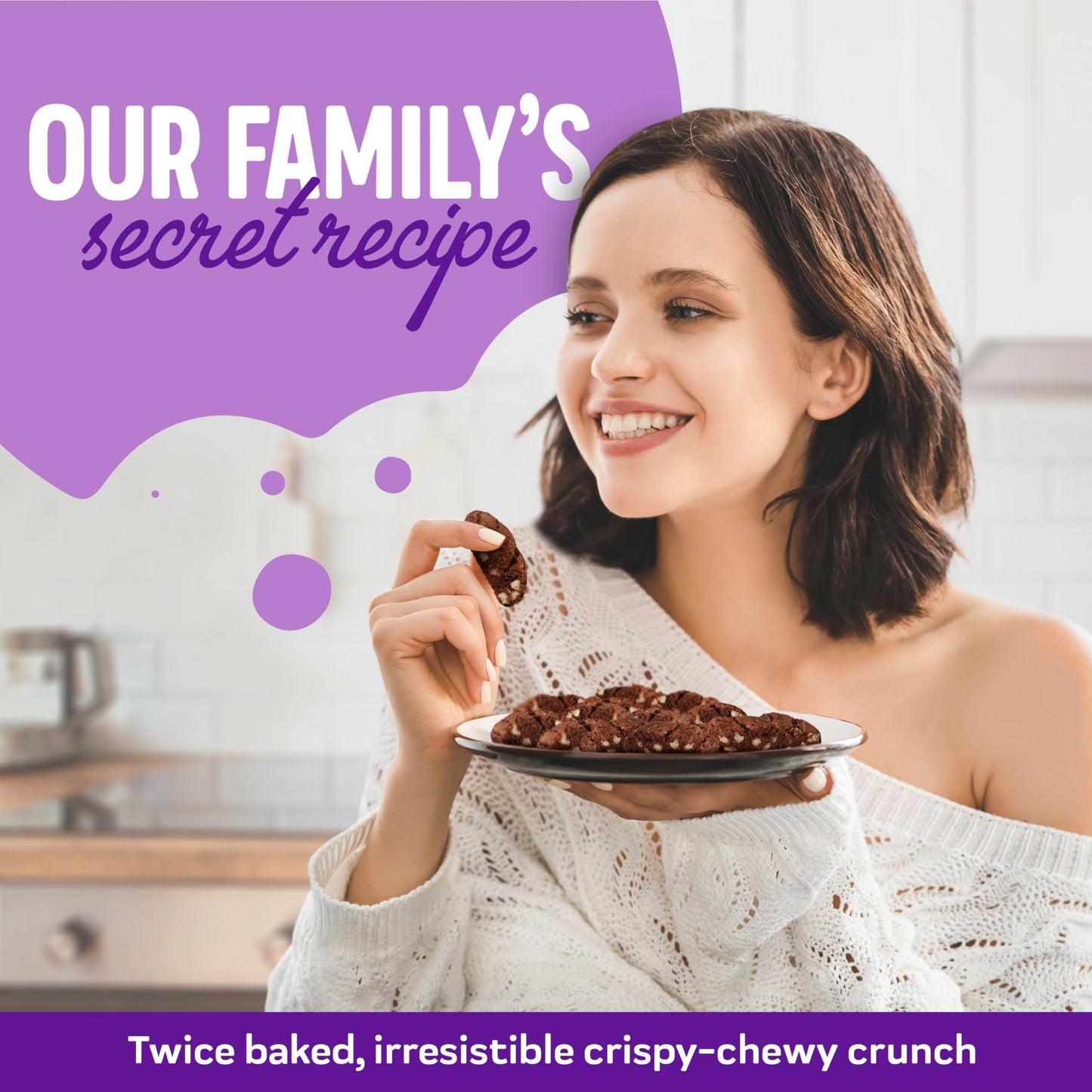 Cooper Street Italian Biscotti Cookies - Twice Baked Biscotti Style Cookie Biscuits In Delicious Brownie Chocolate Crunch | Crispy, Light And Healthy Cookies | Peanut & Dairy Free | 1.25Oz - 24 Pack
