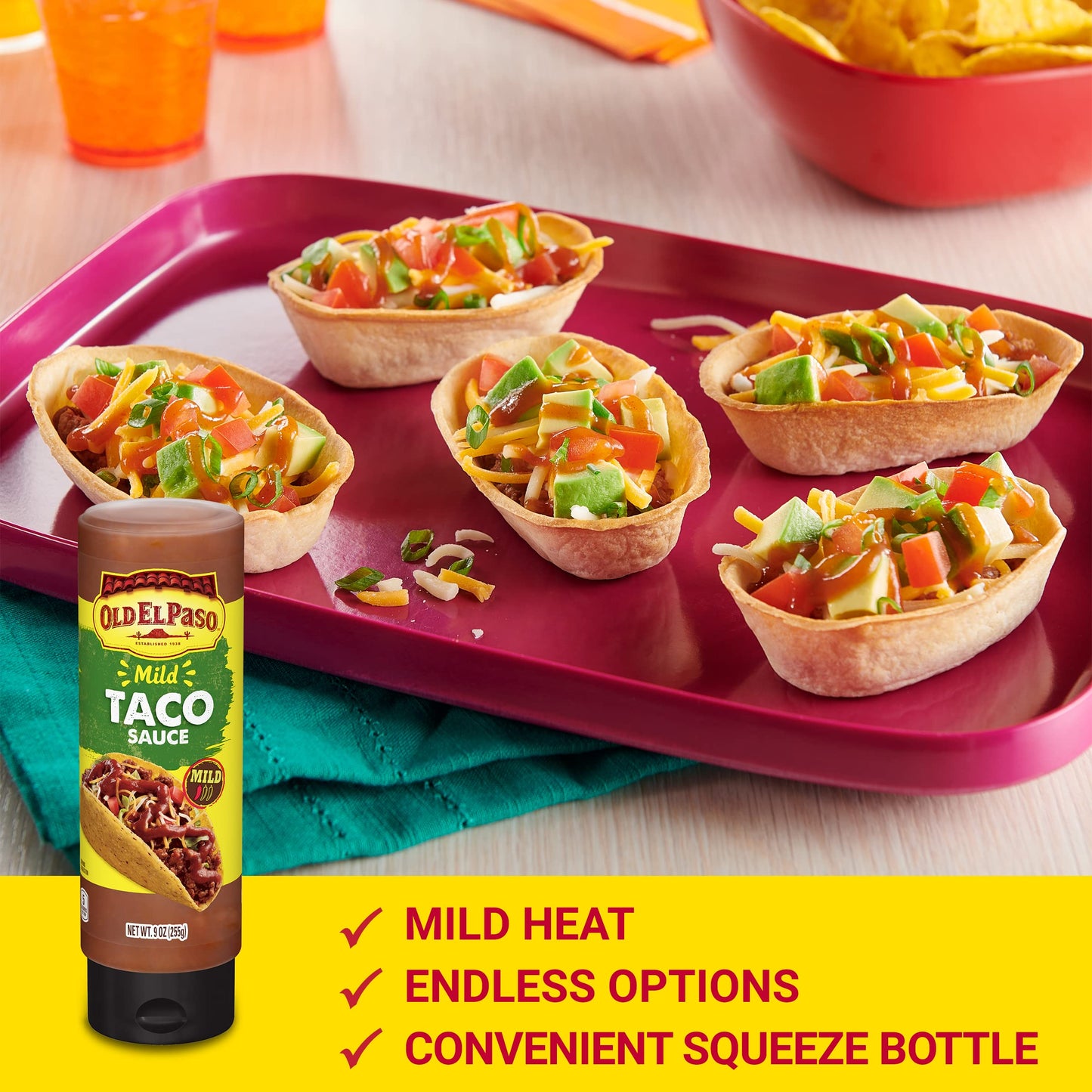 Old El Paso Taco Sauce, Mild, Squeeze Bottle, 9 Oz.