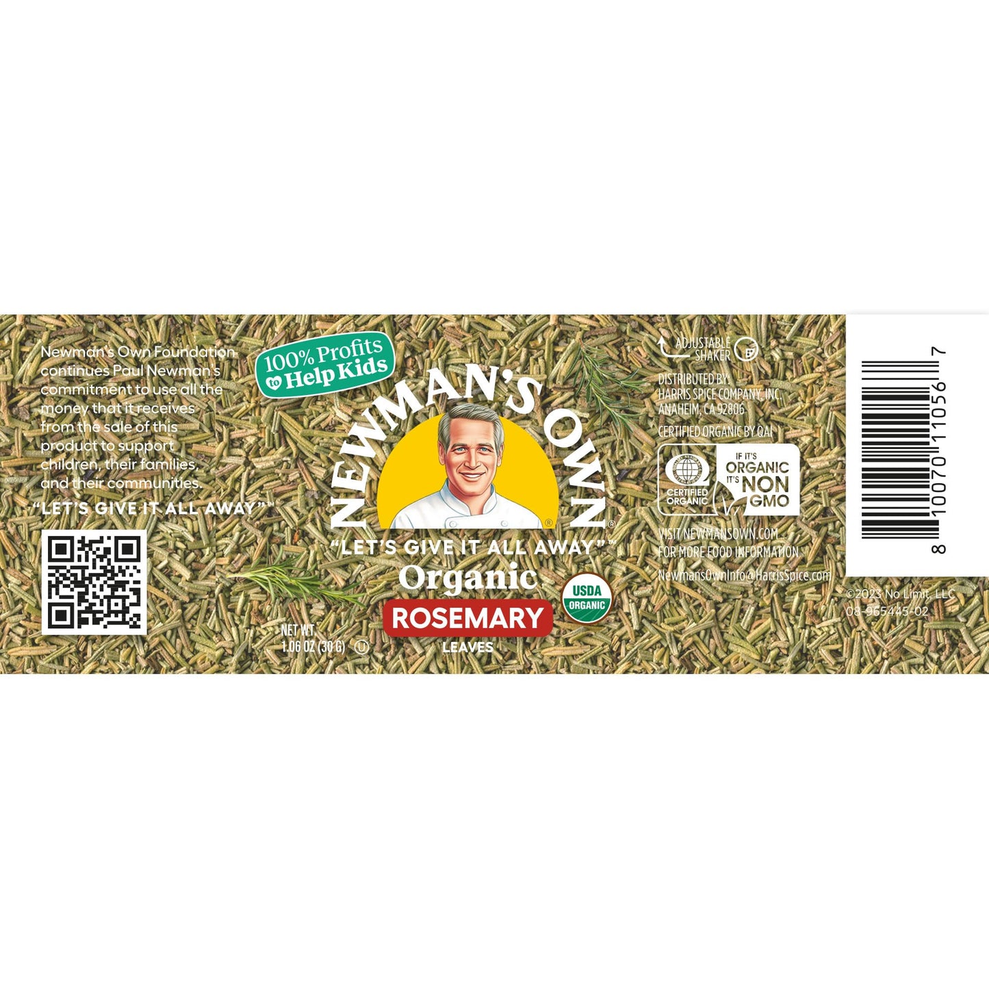 Newman'S Own Organic Rosemary Leaf, Perfect For Roasted Meats And Vegetables, Usda Certified Organic, Non-Gmo, Kosher, 1.06 Oz.