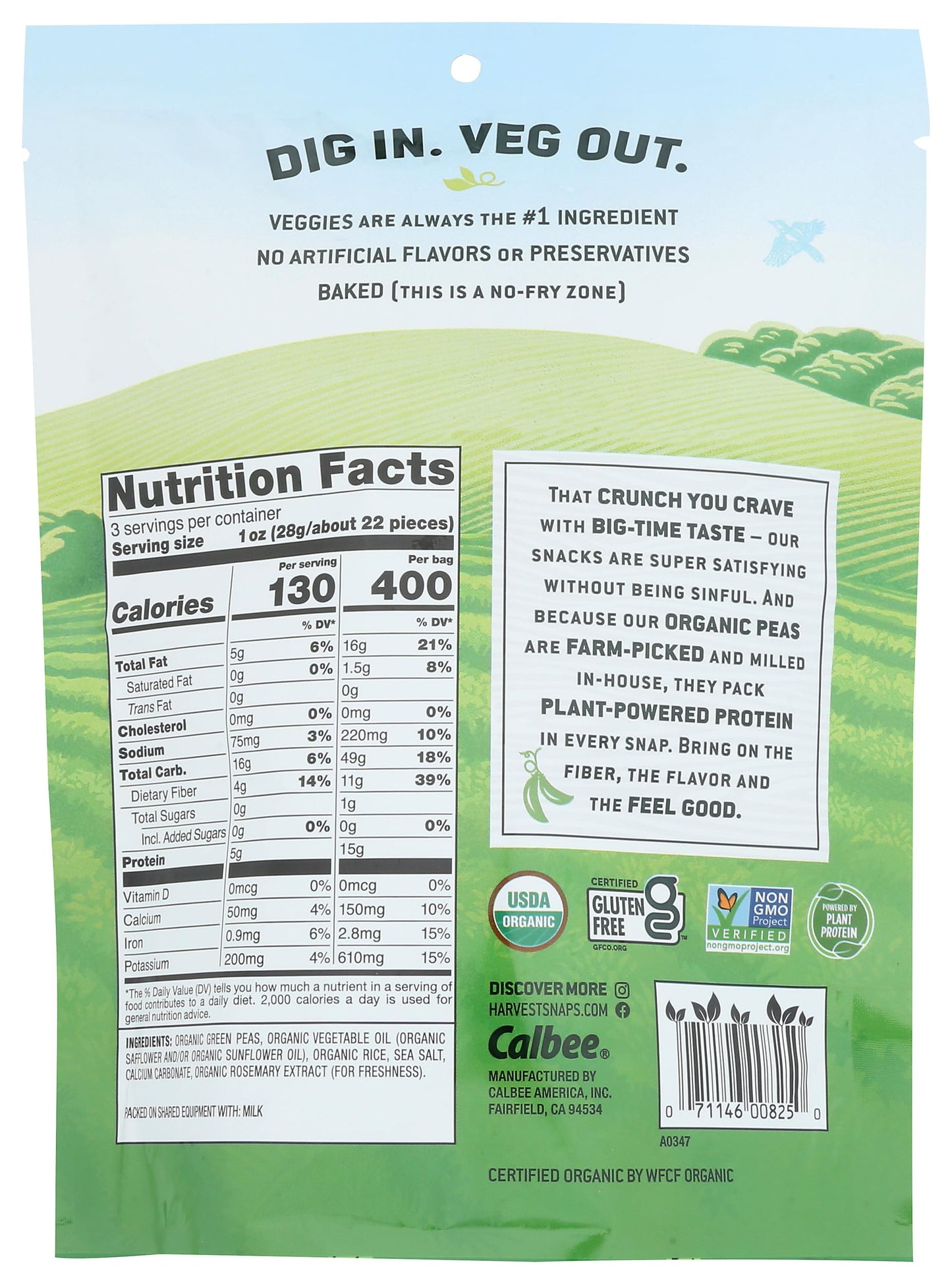 Calbee Organic Sea Salt Harvest Snaps, 3 Oz