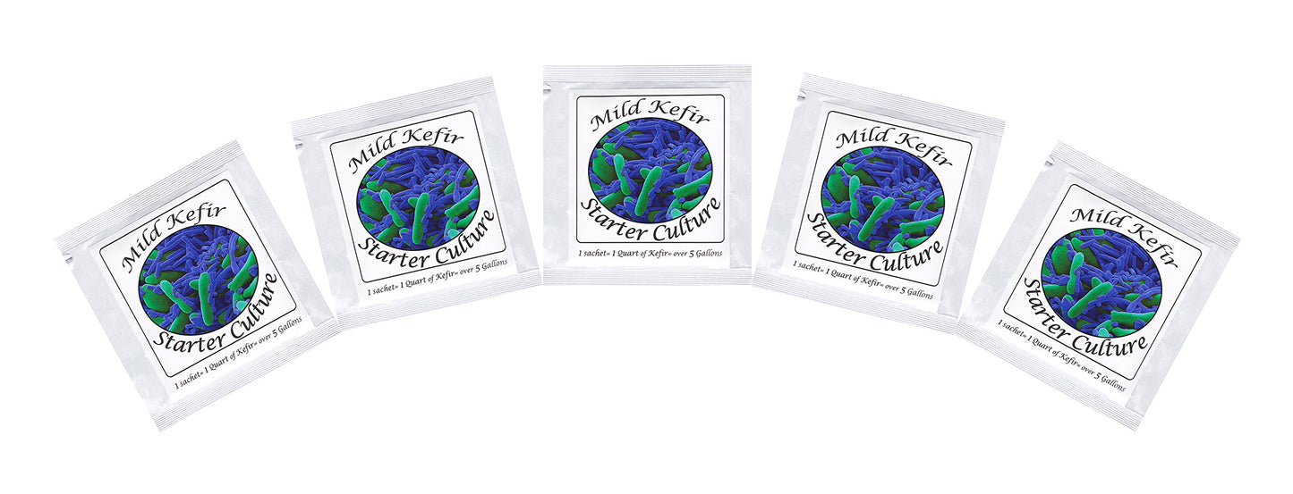 Natural Probiotic Selection Kefir Starter Cultures - Freeze-Dried Sachets for Milk Kefir (Pack of 5) - 0.03 Ounce Each