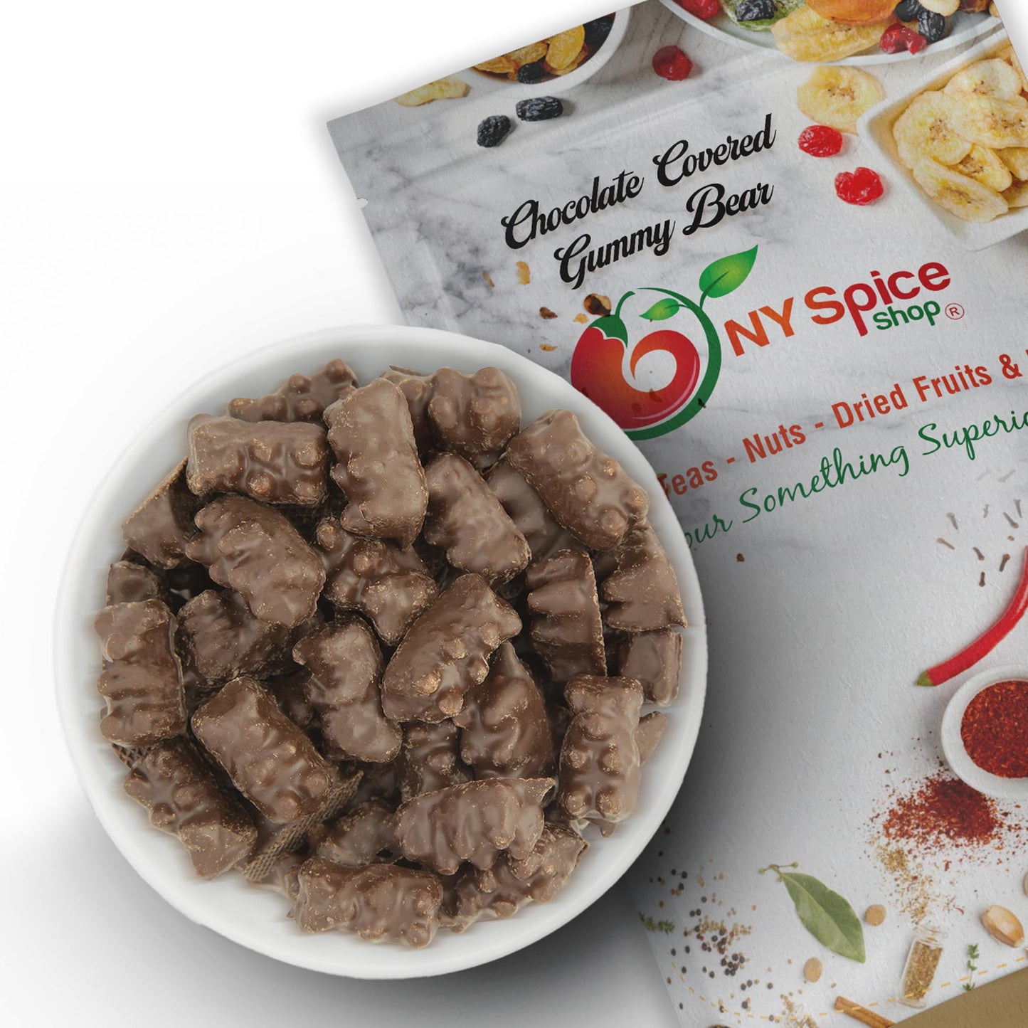 NY Spice Shop Chocolate Covered Candy Bears - Dark & Milk Chocolate - 8 Ounce Gummy Bear Snacks