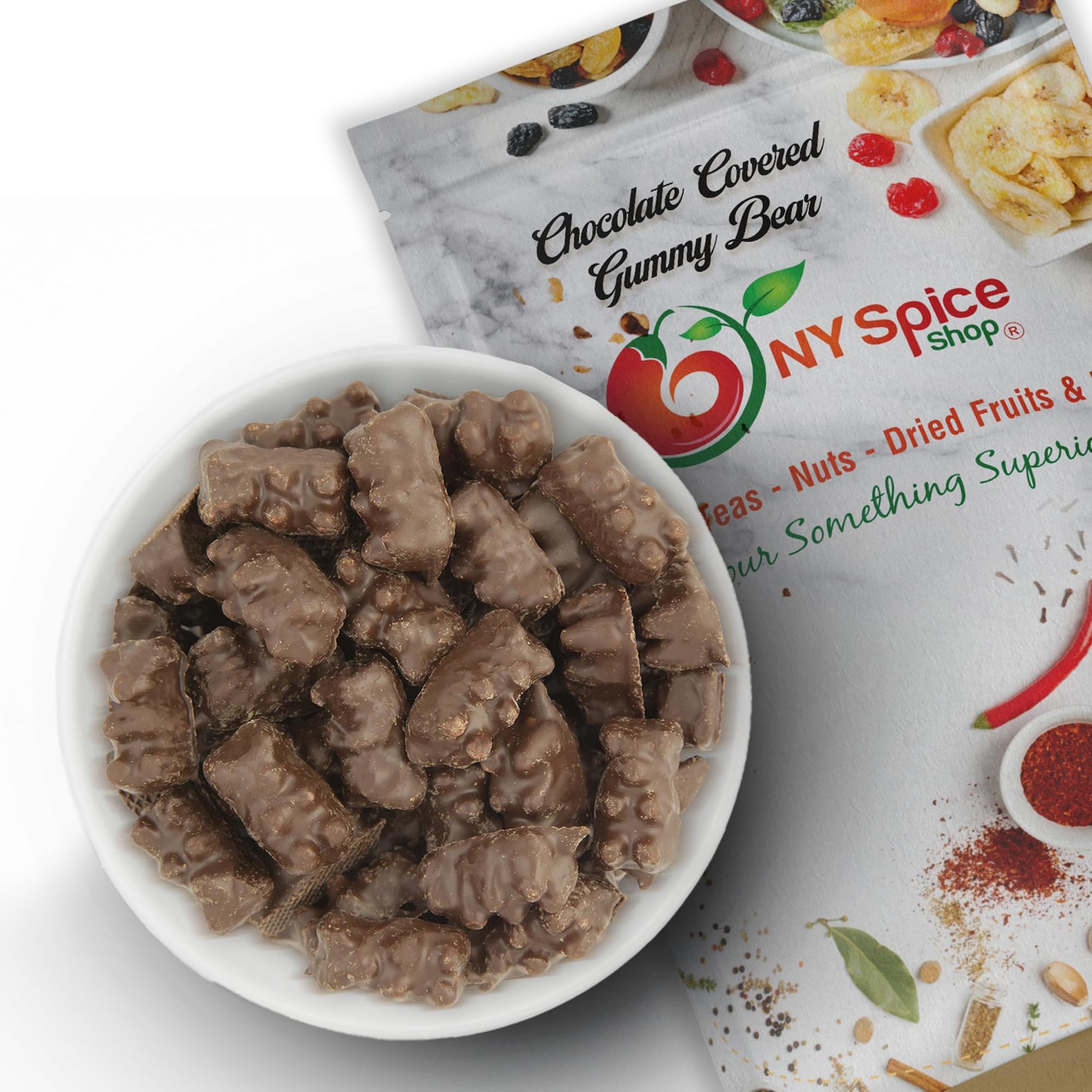 NY Spice Shop Chocolate Covered Candy Bears - Dark & Milk Chocolate - 8 Ounce Gummy Bear Snacks