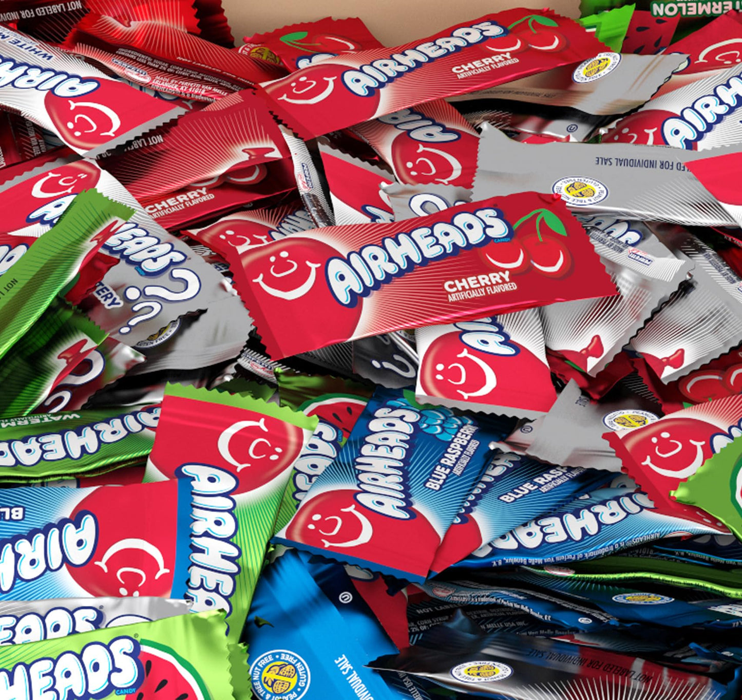 Airheads Candy Mini Bars, Assorted Flavors, 3 Pounds (Approx. 105 Pieces) Airheads Bulk Bag, Individually Wrapped Candy, Mini Ai