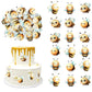 60 PCS Edible Bumble Bee Cupcake Toppers Waper Paper Honey Bee Party Cake Decorations Edible Oh Babee Cupcake Picks for Bee Them