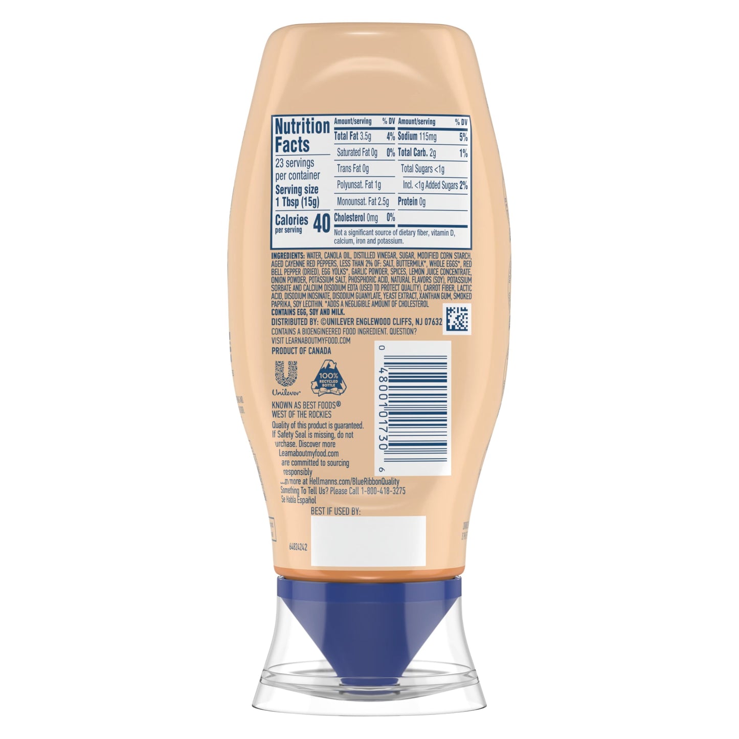 Hellmann'S Spicy Ranch Chicken Tender Mayonnaise Style Dip Spicy Ranch Delicious Flavor No Artificial Flavors 11.5 Fl Oz