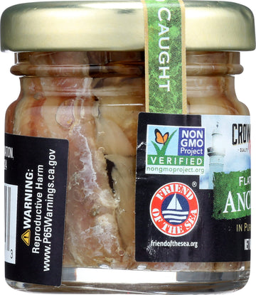 Crown Prince Natural Flat Fillets Anchovies In Pure Olive Oil, Non Gmo, 1.5 Ounce (Pack Of 1)