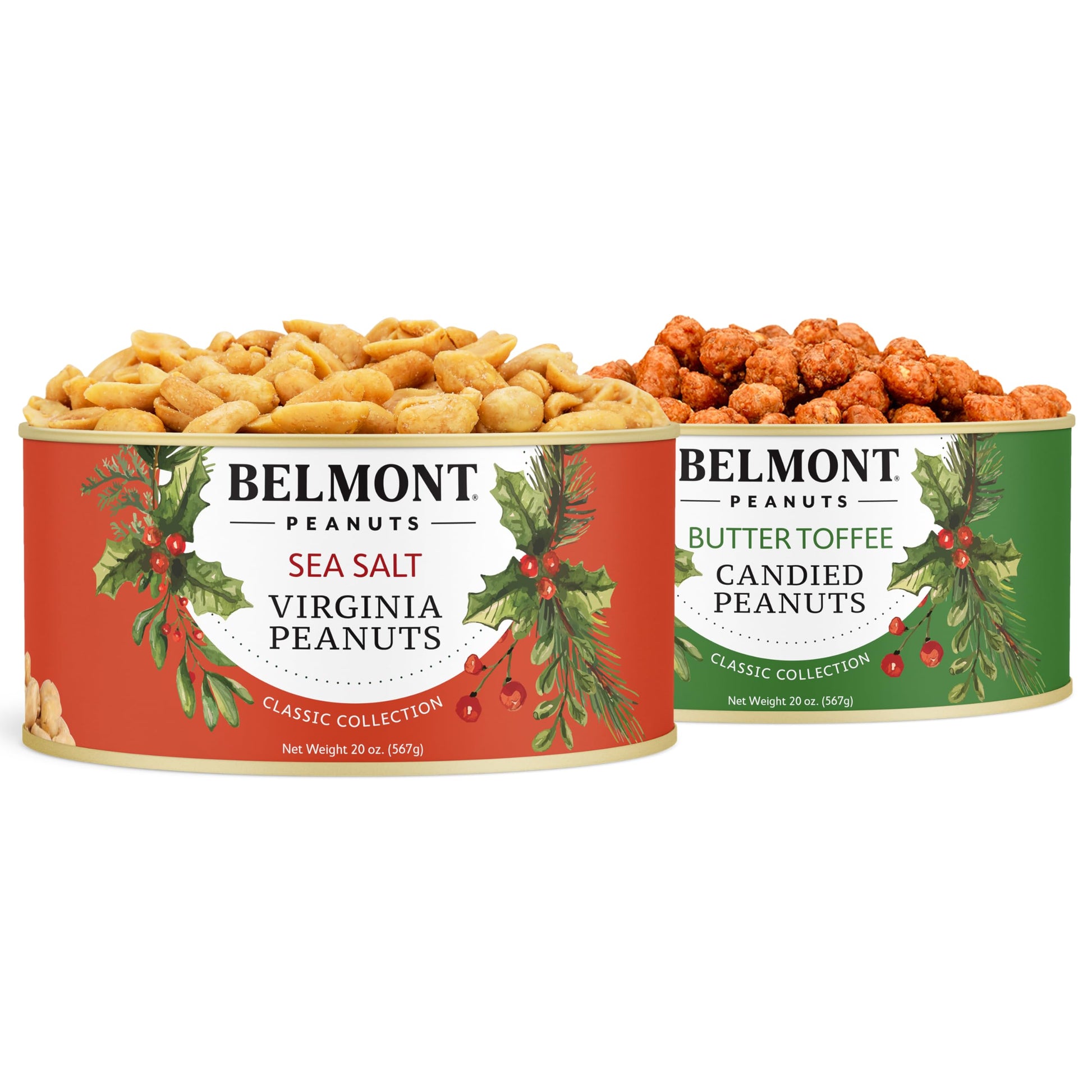 Belmont Peanuts Holiday Gift Bundle With Sea Salt And Butter Toffee Virginia Peanuts, 20 Oz (2 Pack) – Hand Seasoned, No Preservatives, Absolutely Delicious – A Secret Santa Favorite