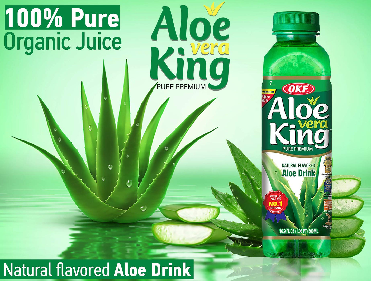 OKF Aloe Vera King Drink, Original, 16.9 Fl Oz, Pack of 12
